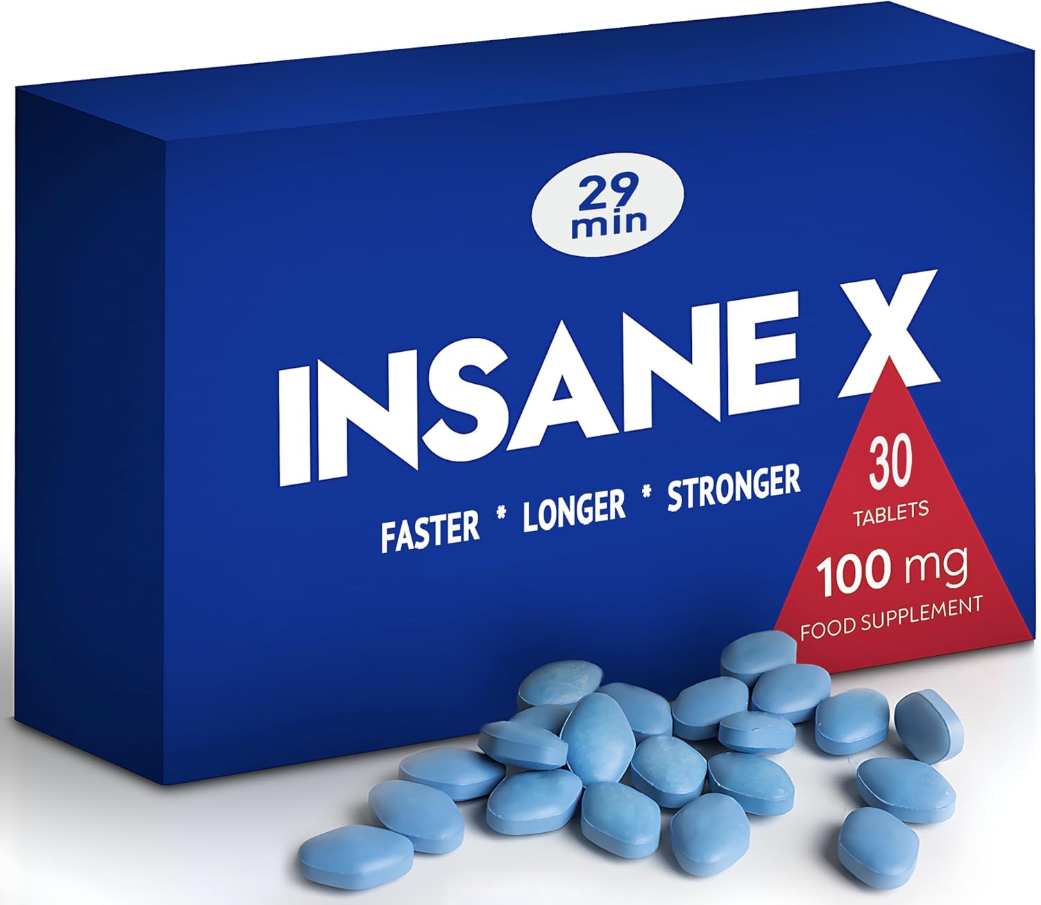 INSANE X – 30 Extra Strong Pills for Men UK – Natural Fast-Acting Ginseng Tablets for Men – for Enhanced Performance