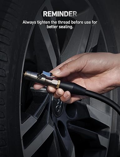 Miniatura 5 de AstroAI Portabrocas de aire, sin fugas de aire, doble bloqueo de dientes en el portabrocas de neumáticos, mandril de aire de latón resistente y