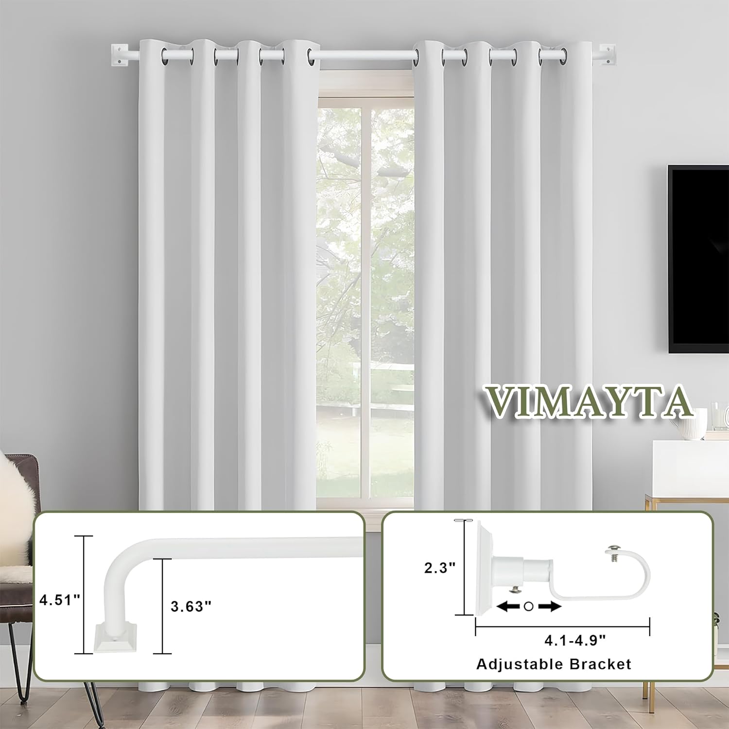 Wrap Around Curtain Rod for 28 to 160 Inches Window, Splicing Structure, 1 Inch Room Darkening Blackout Curved Drapery Rods with Heavy Duty Alloy Bracket, Wall&Ceiling Mounted, Matte White