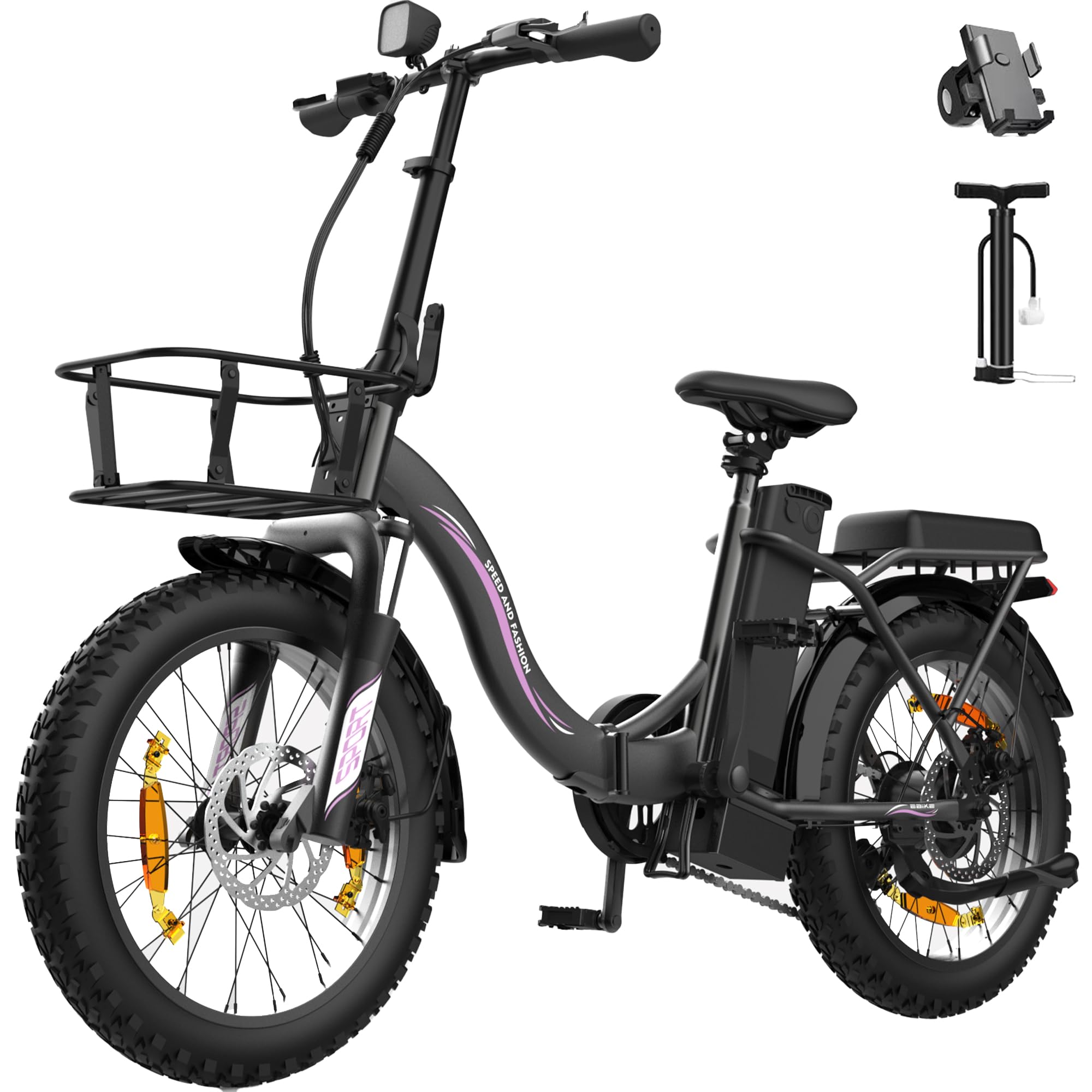 Bici Elettrica Per Adulti, 36V 13AH Batteria Rimovibile 250w Motore Con 20 “*3.0” Fat Tire Pieghevole Bicicletta Elettrica, Velocità 25KM/H Gamma Fino a 80KM Città Pendolare Ebike