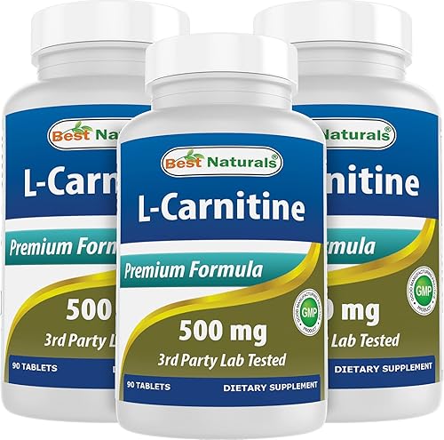 Best Naturals L-Carnitina Tartrato 500 mg 90 comprimidos 90 unidades paquete de 3