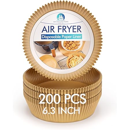 6.3 Inch Disposable Paper Liner for Air Fryer, 200PCS Non-stick Oil-proof Parchment Paper for Air Fryer Baking - Food Grade Material Save Cleaning Time