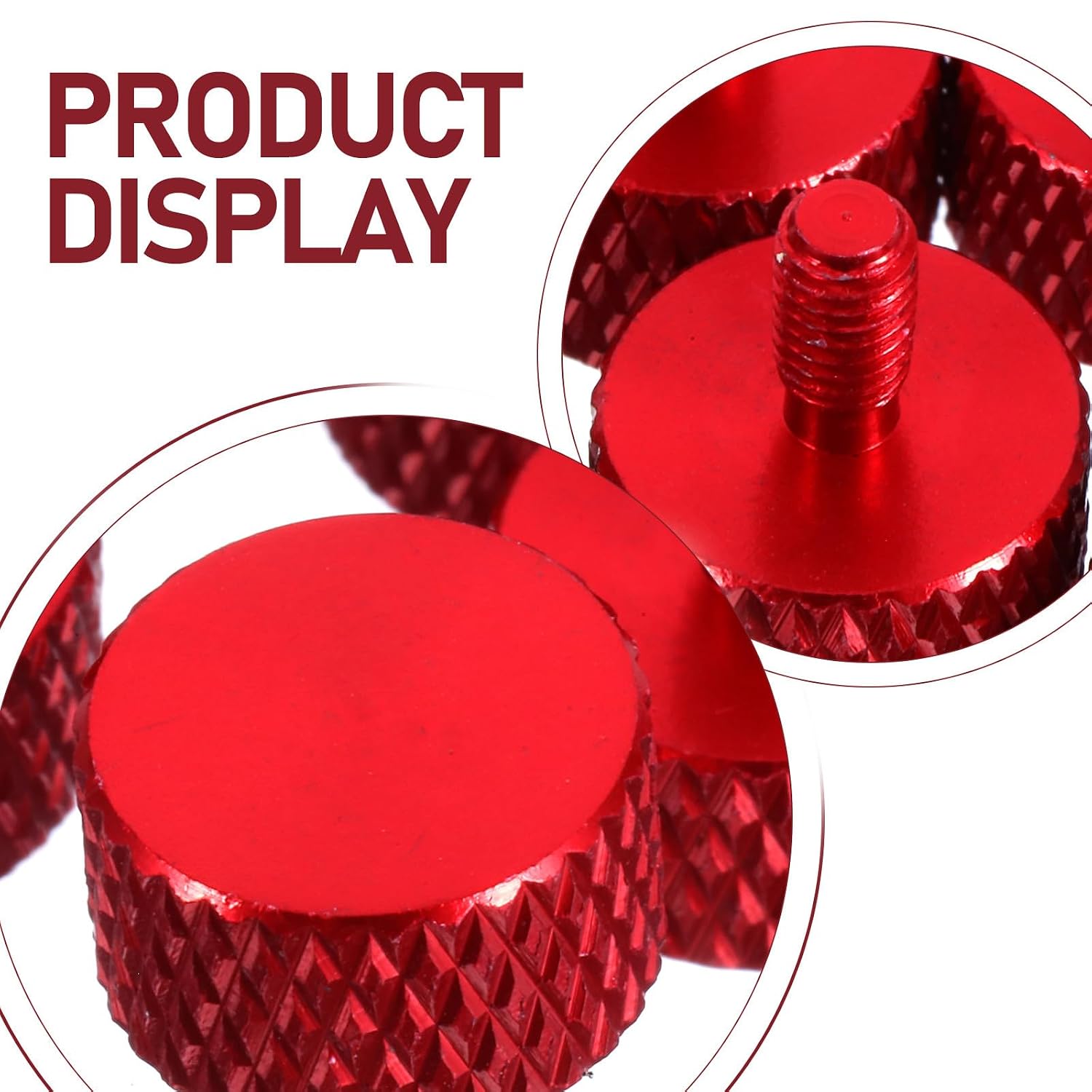 30pcs M3x6 Knurled Thumb Screws Computer Case Hardware Replacement Screws Wine Red Hand-Twisted Threaded Fasteners for Desktop PC and Server Cabinets
