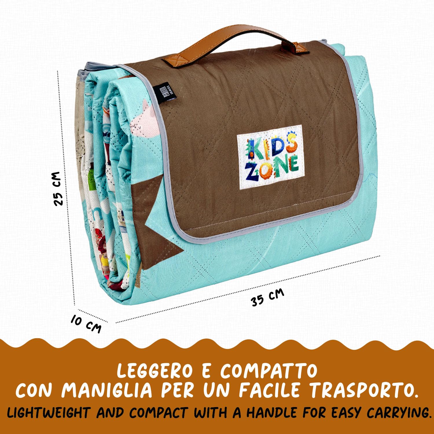 PERLETTI Coperta Pic Nic Impermeabile Bambini 200x200 cm Telo Picnic Grande da Campeggio Spiaggia Pieghevole
