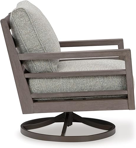 Miniatura 8 de Signature Design by Ashley Hillside Barn Urban Nuvella - Salón giratorio de tela resistente a la intemperie con cojín, marrón claro y gris claro
