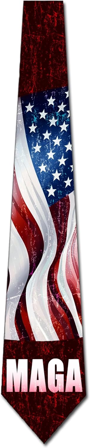 Three Rooker Republican Flag Tie Mens Patriotic Neckties USA Flag Ties for Men Trump Necktie