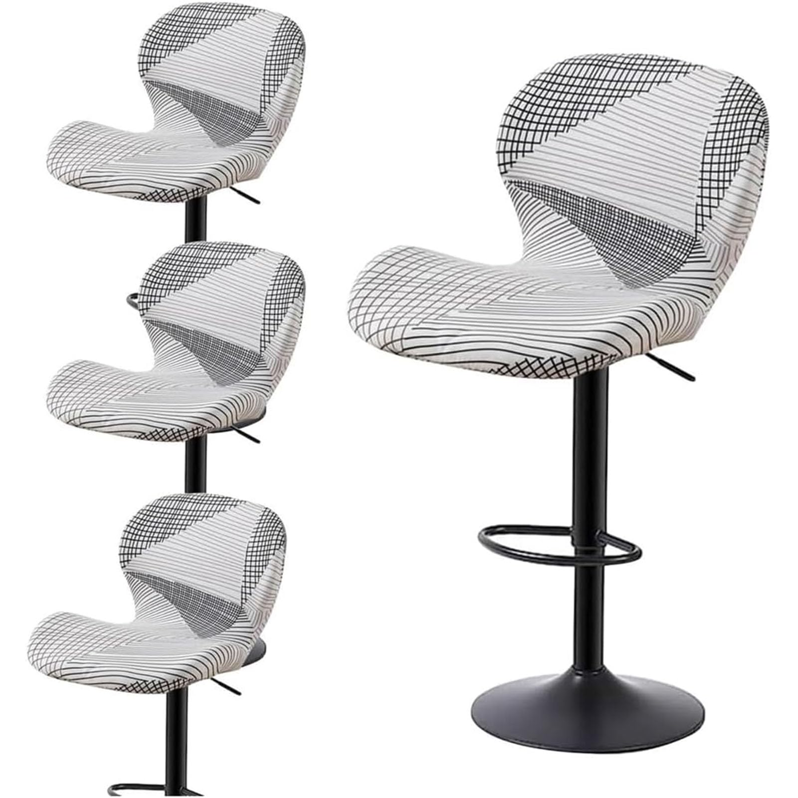 Leomix Stretch Printed Bar Stool Cover Set of 1/2/4/6, Adjustable Swivel Bar Stools Slipcover, Barstool Protector Covers for Dining Room Kitchen,O,4pack
