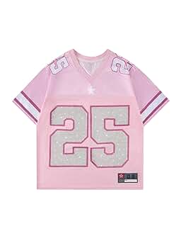 BEAUDRM Men's Jersey Shirts Rhinestone Number Graphic Tees