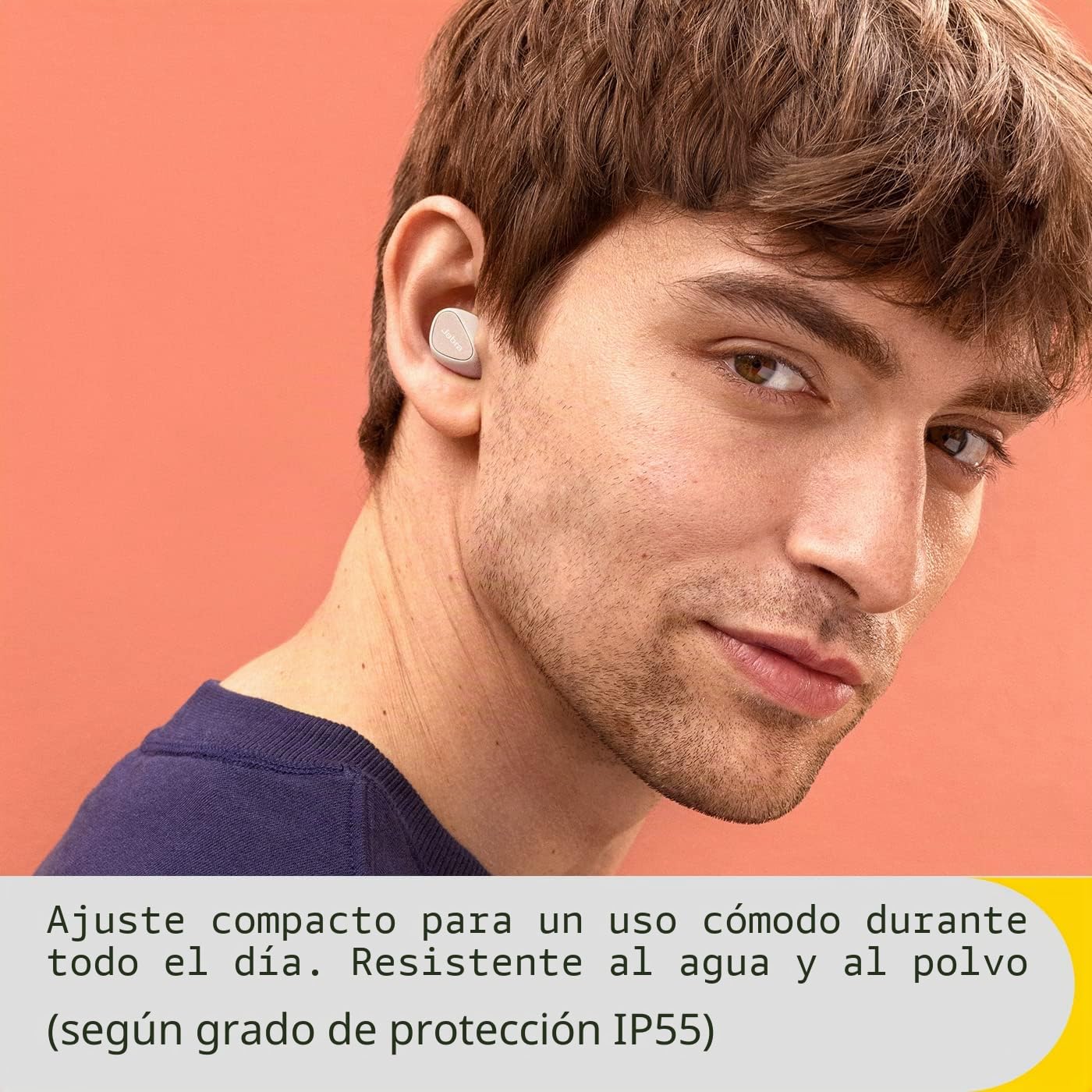 Jabra Elite 5 True Wireless Auriculares Bluetooth Inalámbricos con Cancelación Activa de Ruido (Car) Híbrida, 6 Micrófonos, Ajuste Ergonómico y Altavoces de 6 mm - Hechos para iPhone - Beige Oro