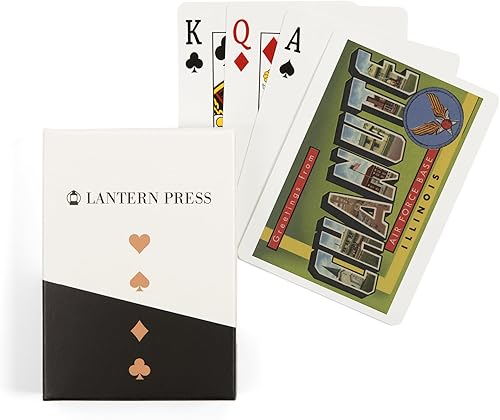 Illinois, base de la Fuerza Aérea Chanute, escenas de letras grandes (52 cartas de juego, baraja de cartas de tamaño póquer con comodines)