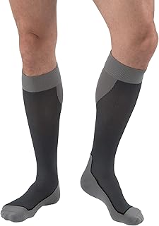 JOBST Sport Knee High 15-20 mmHg Compression Socks, Black/Grey, Small