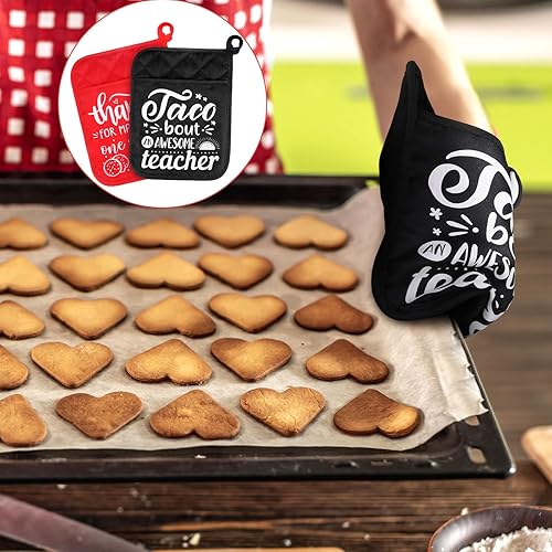 Miniatura 6 de 6 agarraderas de Navidad con bolsillo para cocina, almohadilla caliente, guantes de horno, bolsa de galletas para regalo de Navidad, cocina, hornear