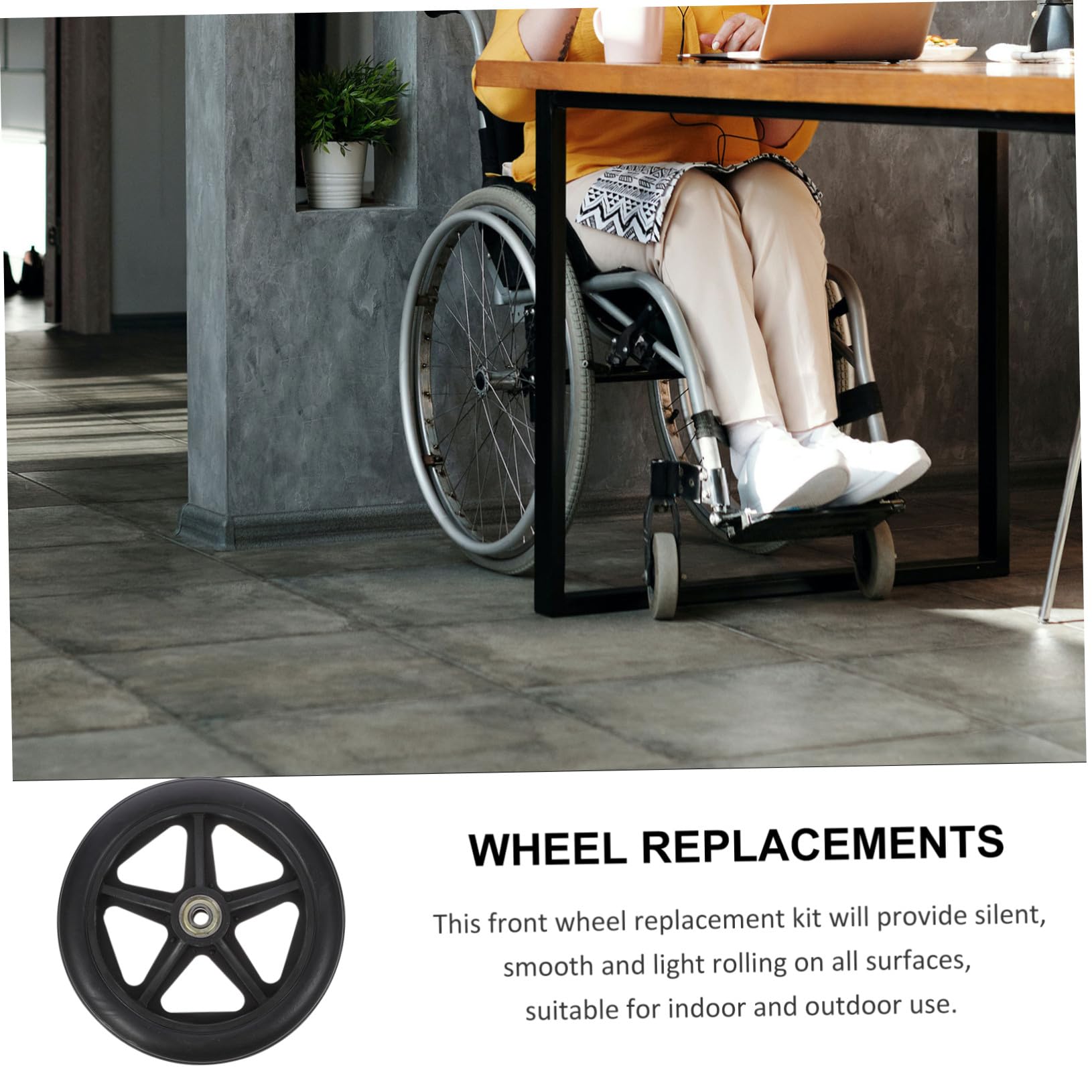 Mikikit Rueda Delantera para Silla de Ruedas Material Abs y Acero de Repuesto Ligeras y Resistentes para Uso Interior y Exterior