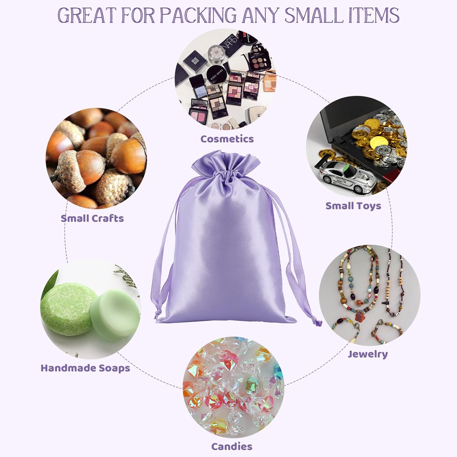 Purple Satin Bags with Drawstring, 30Pcs 4x6 Small Gift Bags, For Wedding, Birthday, or Halloween Party Favors, Jewelry, Souvenir, Shot Glasses, Bridesmaids - Image 3