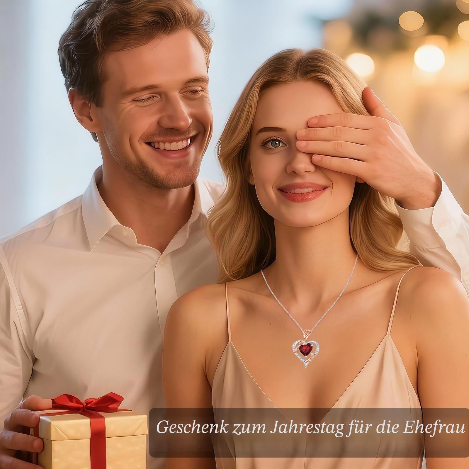 Halskette Damen Silber mit Rose Anhänger Geburtsstein Kette Schmuck Damen Geschenke für Frauen Freundin Mutter Hochzeitstag Muttertag Jahrestag Weihnachten Valentinstag Geburtstagsgeschenk