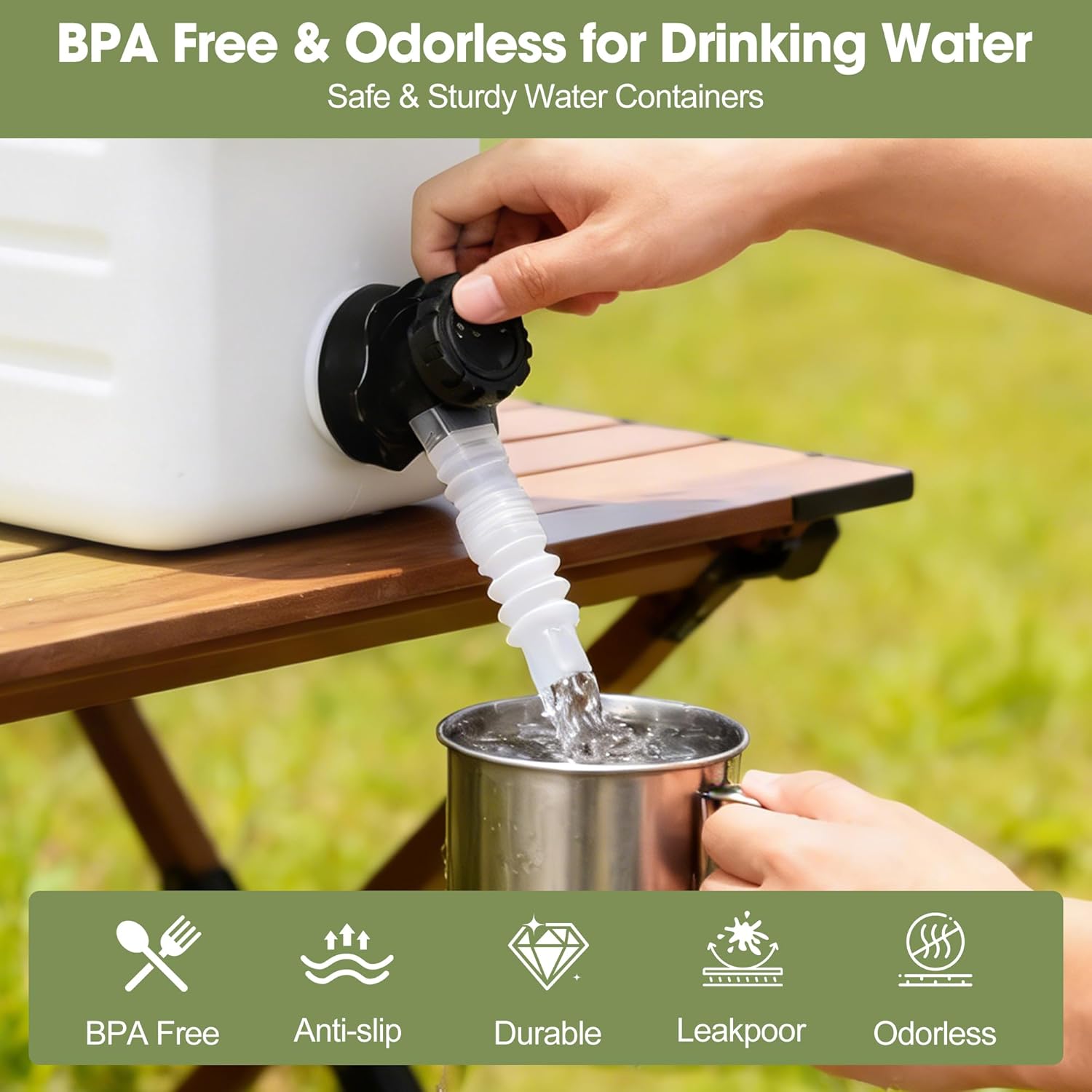3.2 Gallon Water Jug, Portable Camping Water Jug Dispenser with Spigot, Leak-Proof Water Storage Containers for Camping, Outdoor, Hiking, Picnic, RV, BPA Free Emergency Water Tank, White