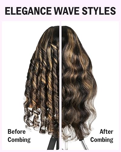 Miniatura 6 de MEGALOOK Pelucas de cabello humano con balayage sin pegamento, precortadas con reflejos, con cierre de 6 x 5, pelucas de cabello humano ondulado