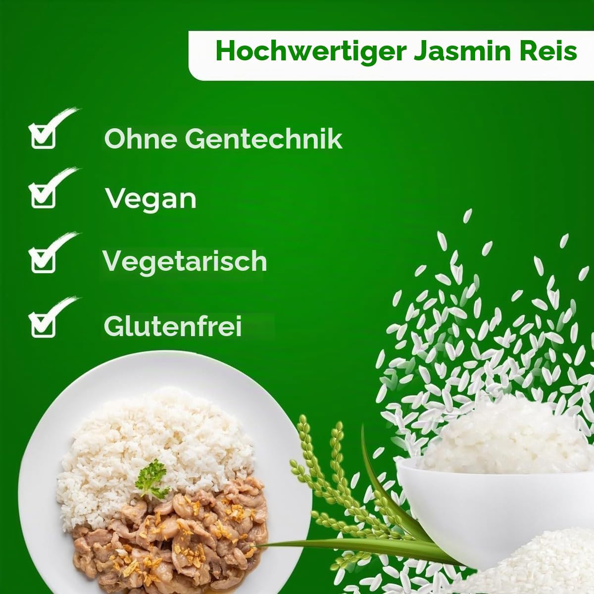 Royal Thai Rice Jasmin Duftreis Langkorn 18 kg – Premium Qualität aus Thailand, 100% Naturreis | Ideal für Wok-Gerichte, asiatische Küche & Beilagen mit Kajal Sticker