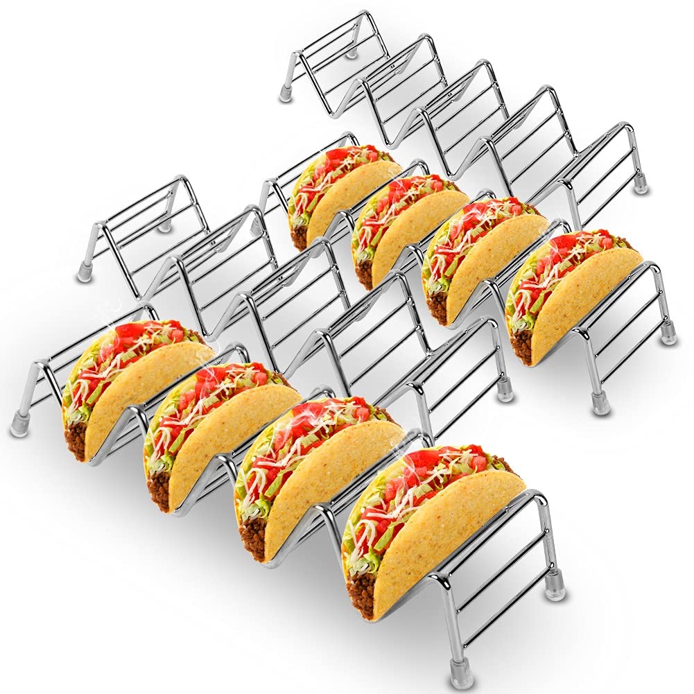 Set 4 Porta Taco In Acciaio Inox - Supporti Per Tacos Ondeggianti 24x7x4.5 Cm Per Casa E Feste - Foto 6