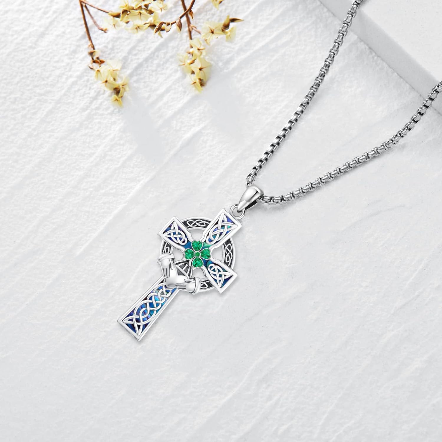 Celtic Cross Tree of Life Necklace for Women Sterling Silver Thor Hammer Tree of Life Pendant Irish Knot Cross Amulet Tree of Life Jewelry - Image 7