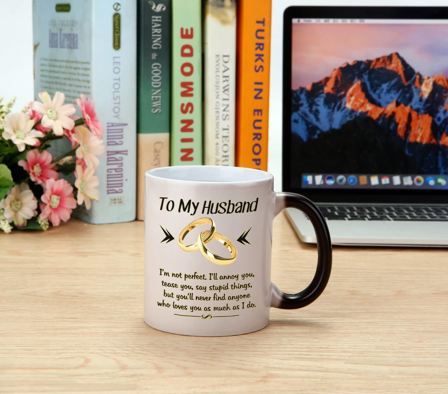 Valentines Day Gifts for Husband from Wife,Color Changing Husband Mug 11 OZ Cup,Romantic Wedding Anniversary Christmas Birthday Gifts for Husband,Funny Husband Mugs From Wife - Image 3