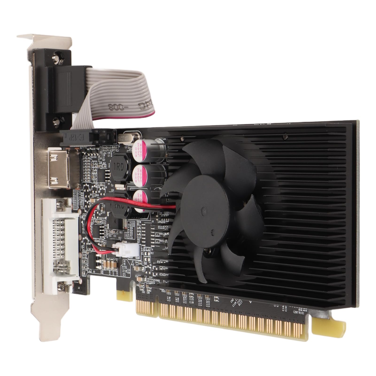 Tarjeta gráfica GT210 1G DDR3 de 64 bits, tarjeta gráfica PCI Express 2.0 para juegos, interfaz multimedia HD con ventilador de refrigeración para juegos DirectX10.1 y computadoras de PC