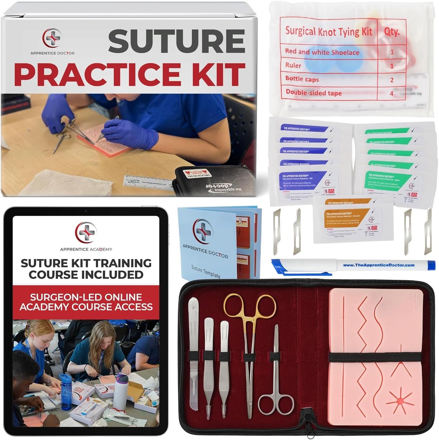 The Apprentice Doctor Suture Practice Kit for Medical Students with Comprehensive Online Training -