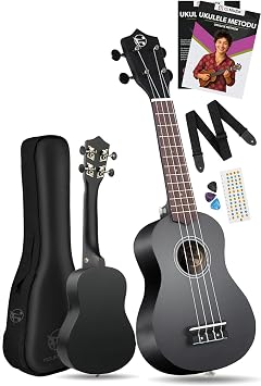 Fourtune Nova UKS-21BK Gül Ağacı Siyah Soprano Ukulele Seti (Siyah)