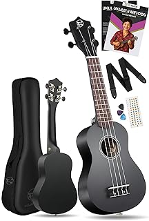 Fourtune Nova UKS-21BK Palisander Schwarz Sopran Ukulele Set (Schwarz)