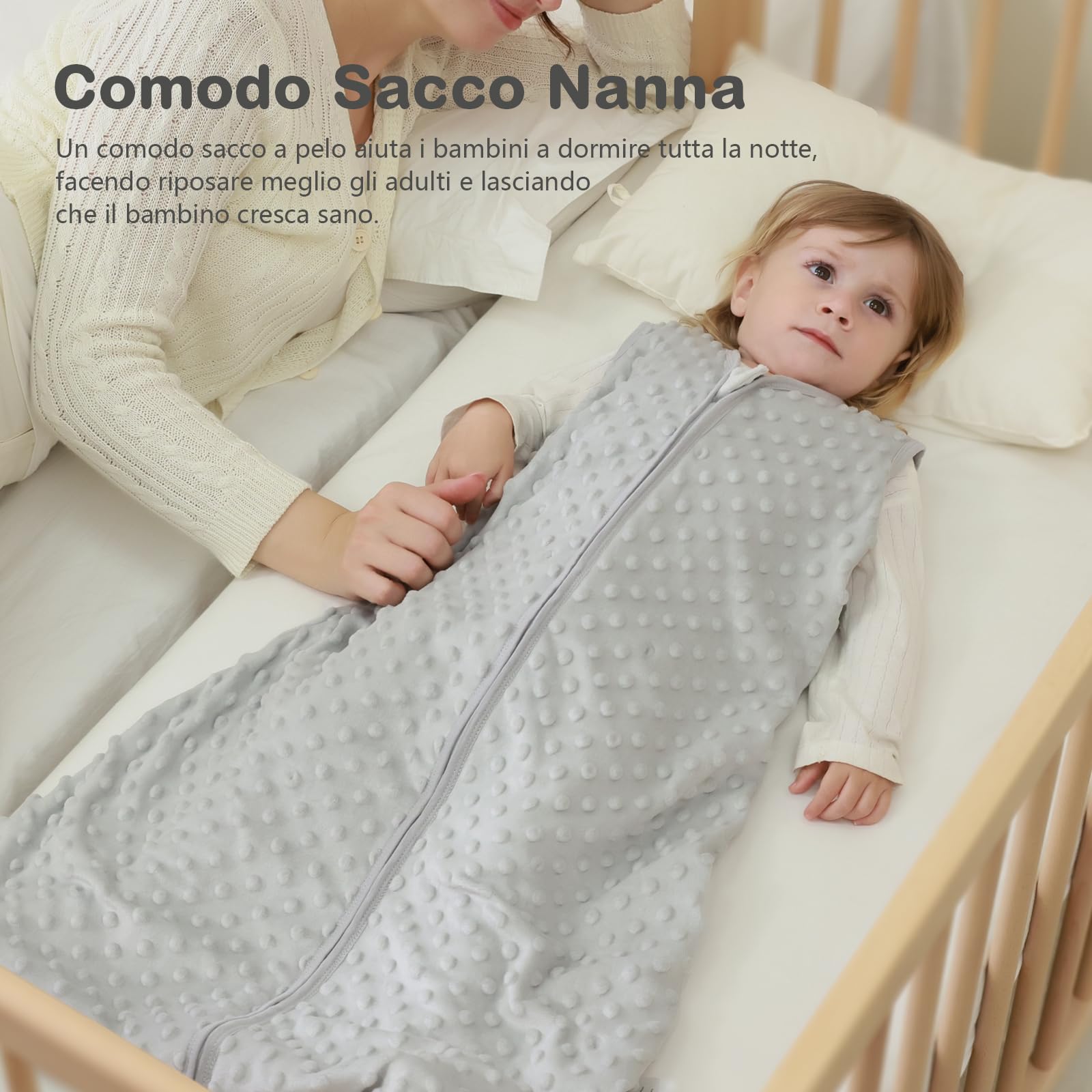 Mosebears Sacco nanna per bambini 1,5 Tog Confezione da 2 tutto l'anno Sacco nanna per bambini con fibra di soia Sacco nanna in cotone Varie misure Coperta nanna autunno inverno