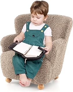 GOPLUS Sofá Infantil, Sillón para Niños Tapizado en Sherpa con Respaldo Ergonómico y Reposabrazos, Asiento Acolchado con...
