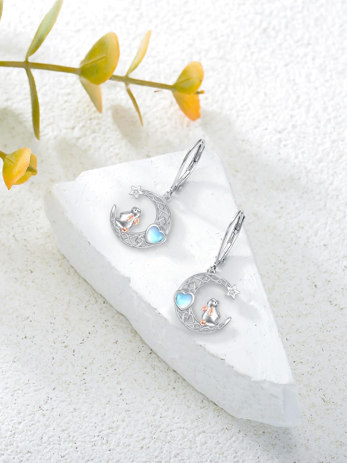 Dorunmo Animal Earrings Sterling Silver Cat/Fox/Bunny/Rabbit Earrings Moon Earrings Birthday Anniversary Cute Animal Valentines Day Gifts for Mom Friends Daughter Animals Lover