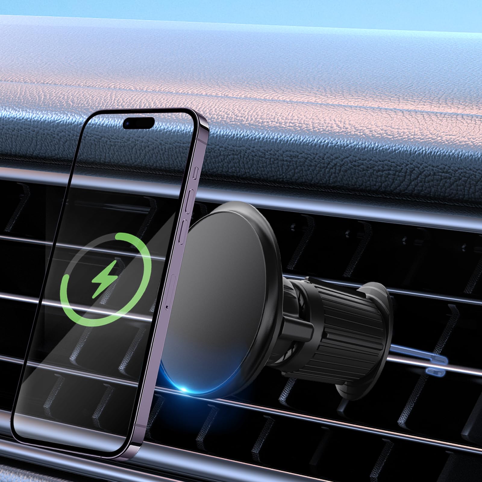 GREFAY2024 Magnetic Car Phone Holder Ventilation Improved Magnetic Mobile Phone Holder [Not Block Ventilation] with 2 Strong Magnets for iPhone 15 14 13 Pro Max Magsafe Case All Mobile Phones