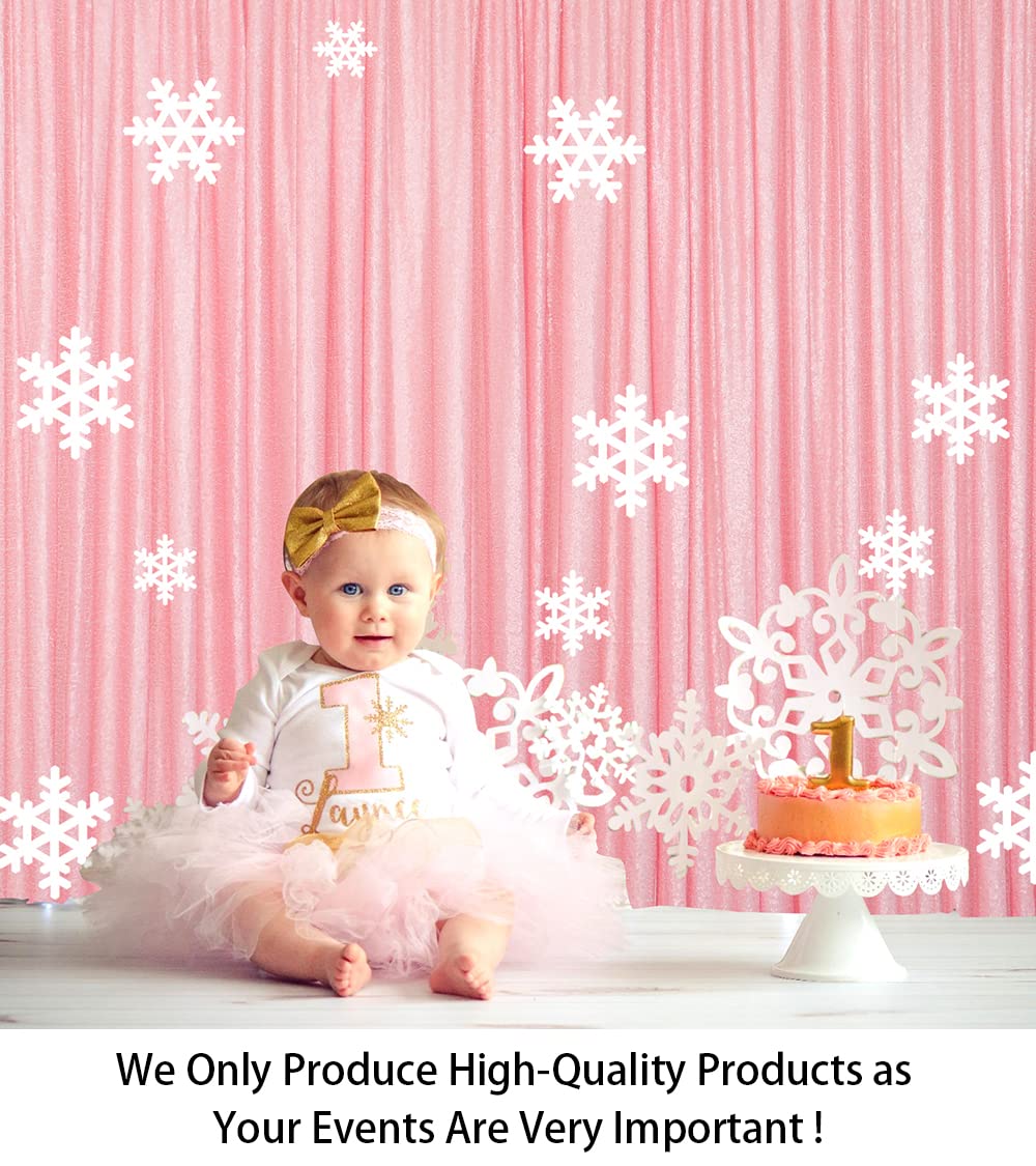 ShinyBeauty Sequin Backdrop 7ftx7ft Baby Pink Sequin Fabric Backdrop Drapes Sparkle Backdrop for Photoshoot Baby Shower Glitter Backdrop for Happy Birthday Backdrop Background