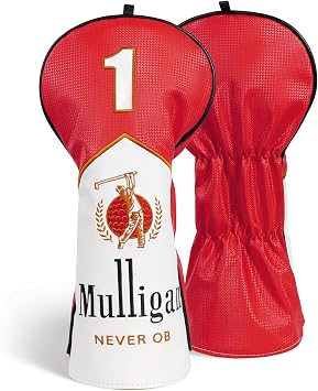 Mulligan Funny Golf Headcover Set of 4, Driver Head Cover DF3 Blade Putter Cover Fit 460CC Driver Fairway Wood Hybrid, Premium Protective Wood Head Covers for Men Upgraded Leather Made
