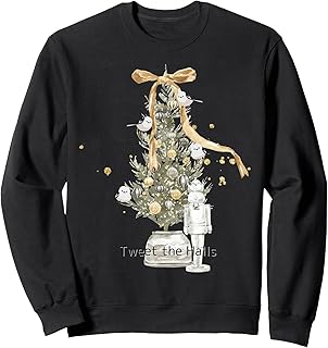 Winter | Christmas Tree | Shimaenaga Bird | Snow | Beautiful | Hokkaido Birds | Large Ribbon | Gorgeous Sweatshirt
