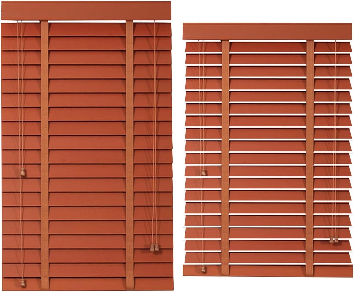 2 Inch Horizontal Wood Blind, Cordless Wood Blinds for Indoor Windows, Light Filtering Venetian Blinds & Shades for Windows, Window Blinds, Room Darkening, Window Shades(Dark red)