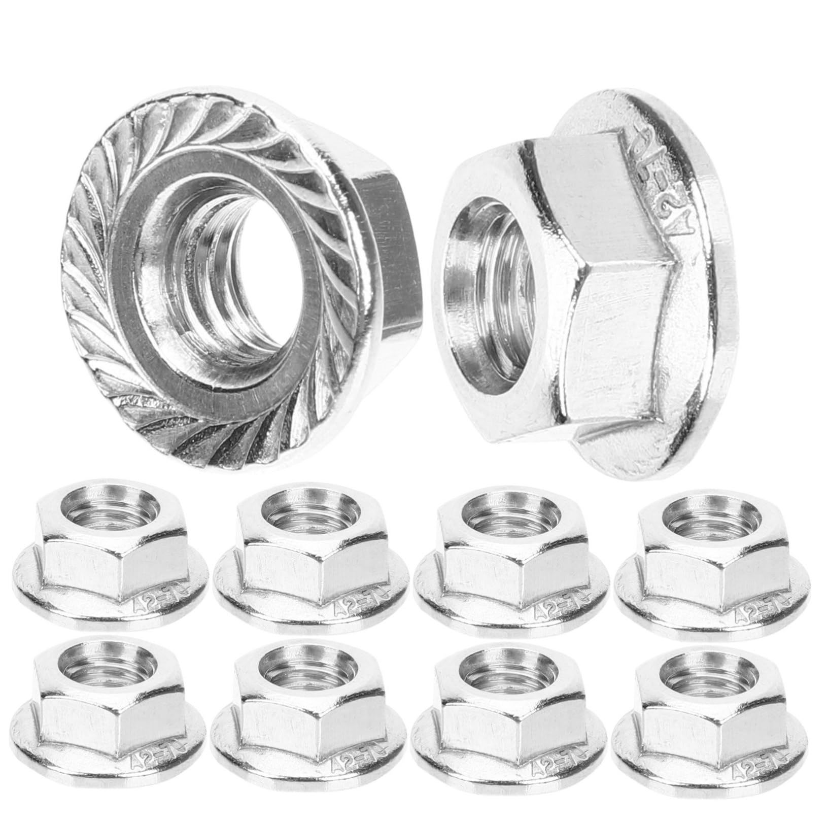 Cabilock 1set Self Locking Serrated Flange Nuts Stainless Steel Flange Nuts for Home Appliances Electrical Equipment and Construction 10pcs