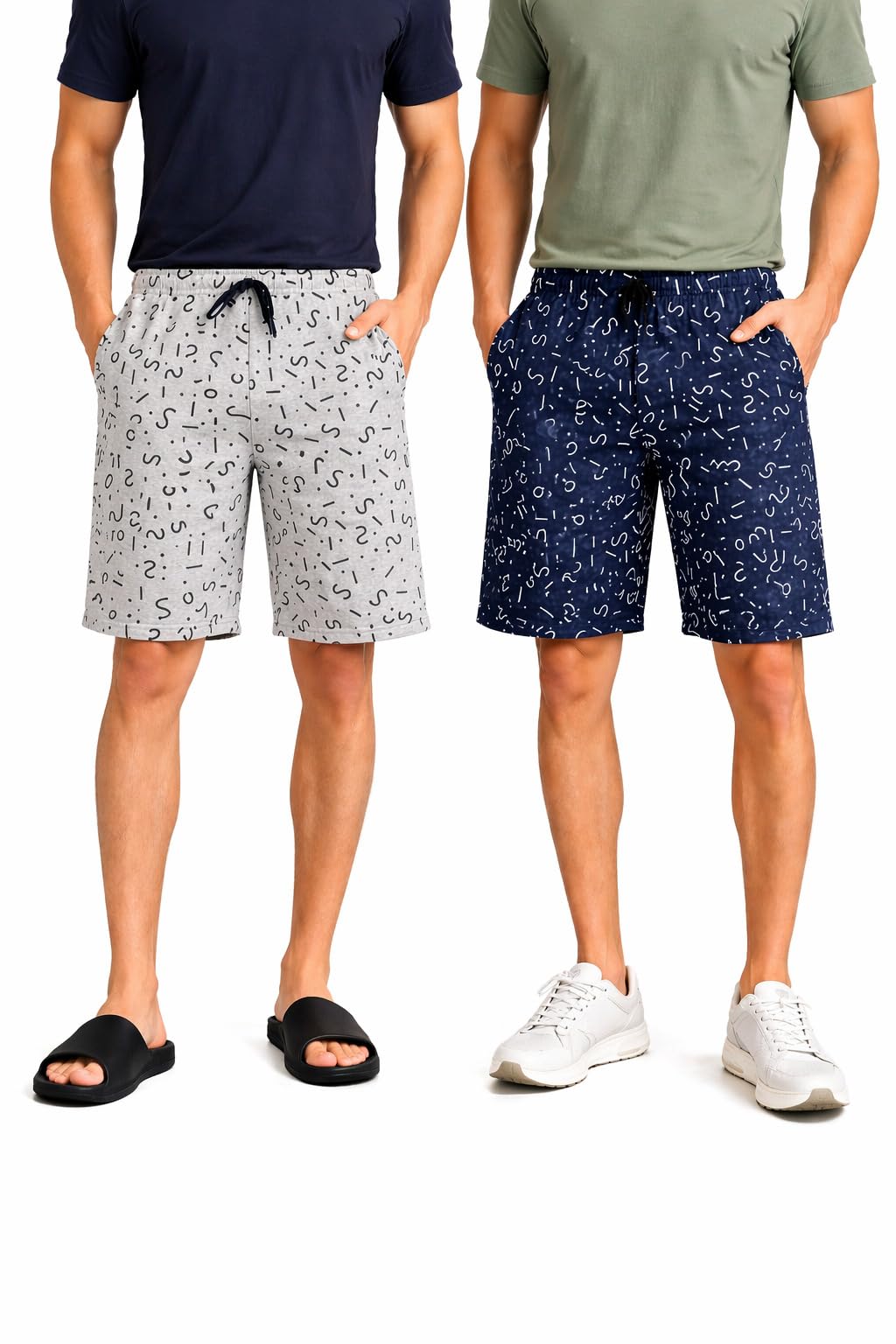 Mens Cotton Printed Shorts Combo (Pack of 2) | Soft Breathable Lounge & Sleepwear Shorts with Drawstring & Pockets | Casual-image-27