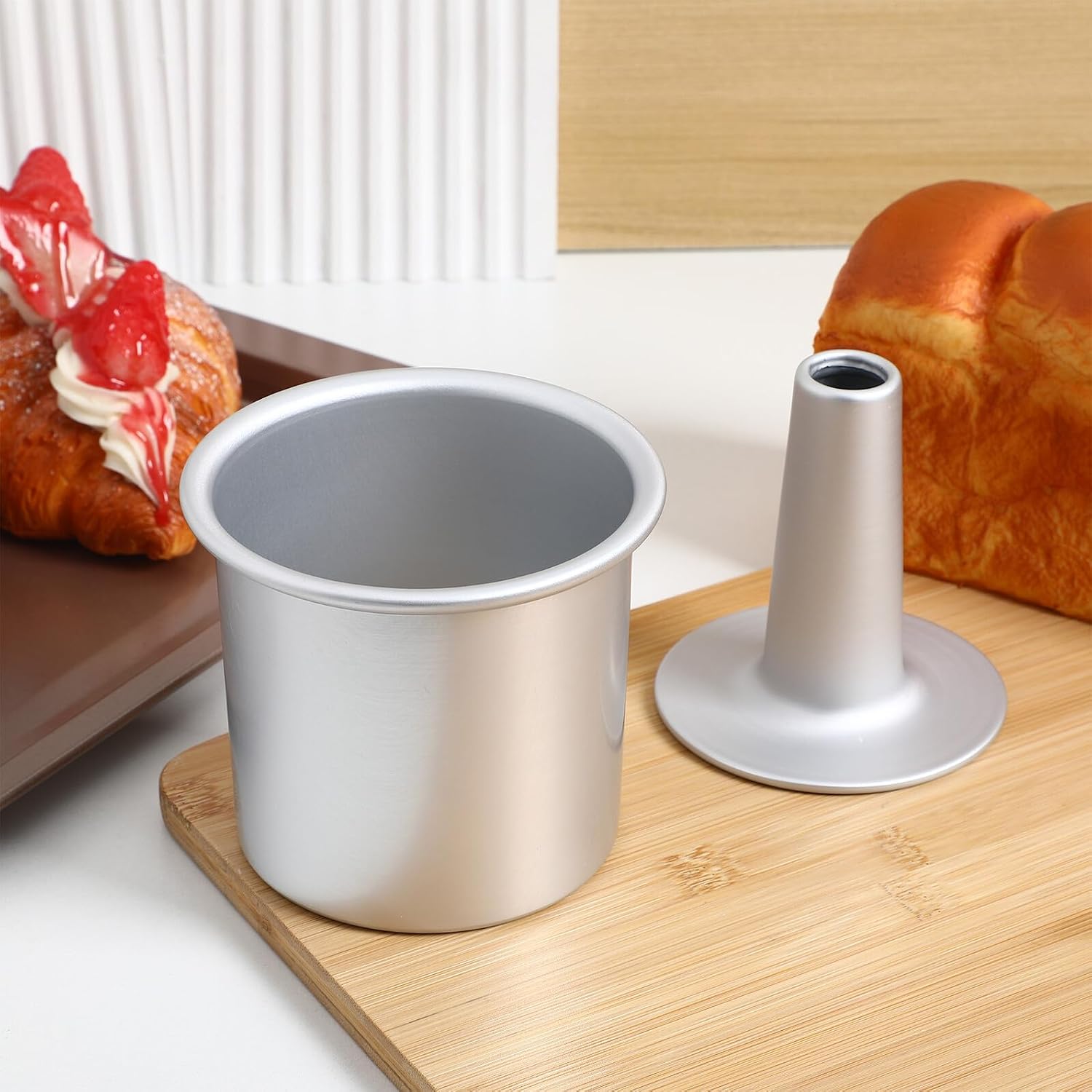 Stackable Hollow Cake Pans for Baking Multi-Function Aluminum Alloy Chiffon Cake Molds Removable Non-Stick Bread Molds