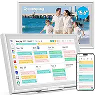Dopesplay 15.6'' Digital Calendar Touchscreen, FHD Smart Family Organizer & Wall Planner, App Sync Interactive Chore Chart for Family Schedules, Digital Photo Frame, 64GB, Wi-Fi, Wall/Desk Mount-White