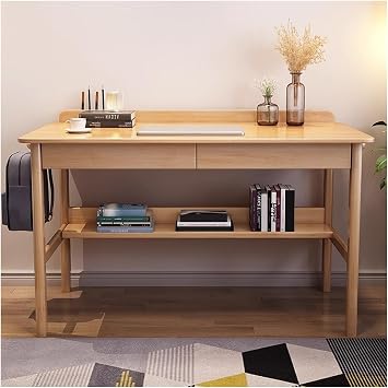 Computer Desk Solid Wood Desk, Office Drawer, Work Table, Workbench, Home Desk, PC Table, Desktop PC Table, Bedroom, Study Room, Rectangular Table Desk Color C,