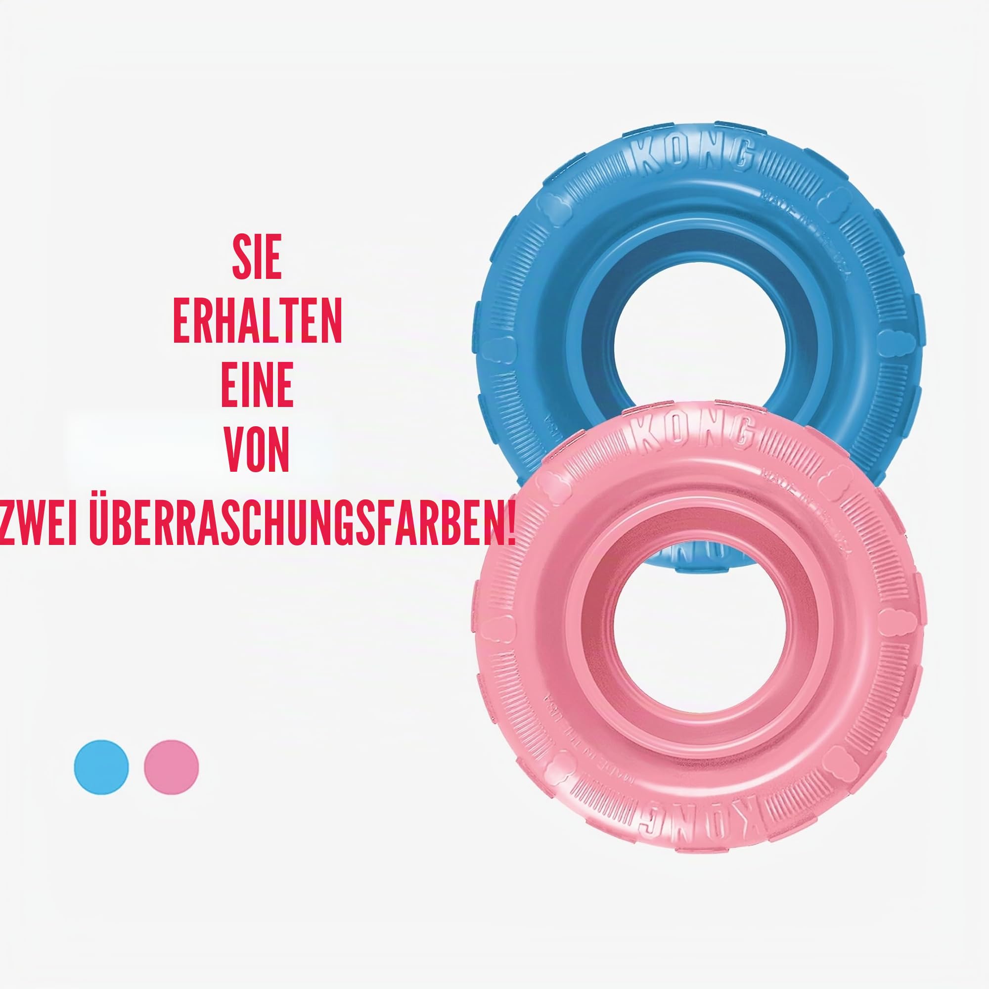 KONG Puppy Tires - Kauspielzeug aus Naturkautschuk - Befüllbares Hundespielzeug für Leckerlis & Snacks - Für Kleine Welpen
