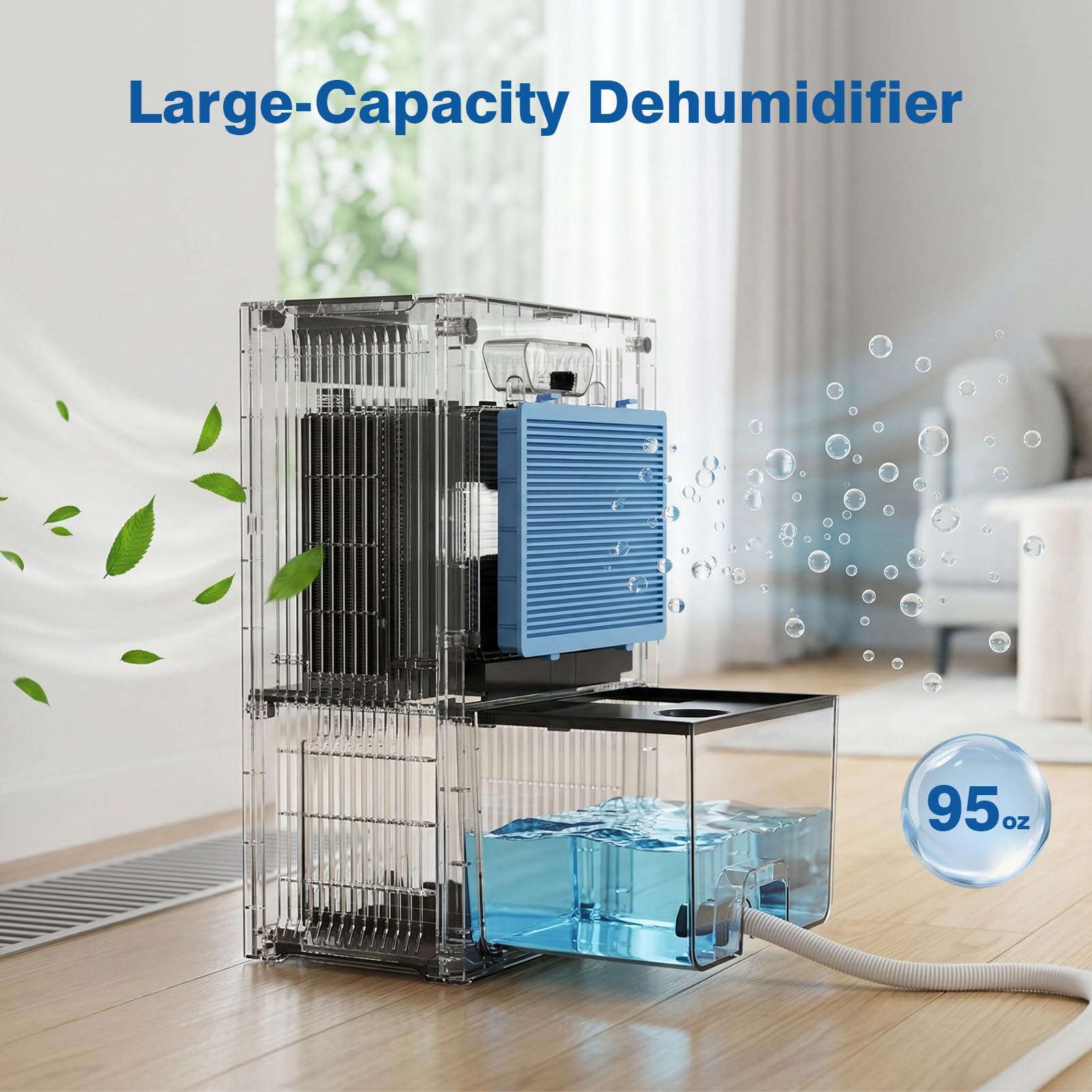 Deumidificatore elettrico, silenzioso, 2800 ml, con sbrinamento automatico, timer e display LED, 7 colori, assorbitore di umidità per casa, guardaroba e ripostiglio (Bianco)