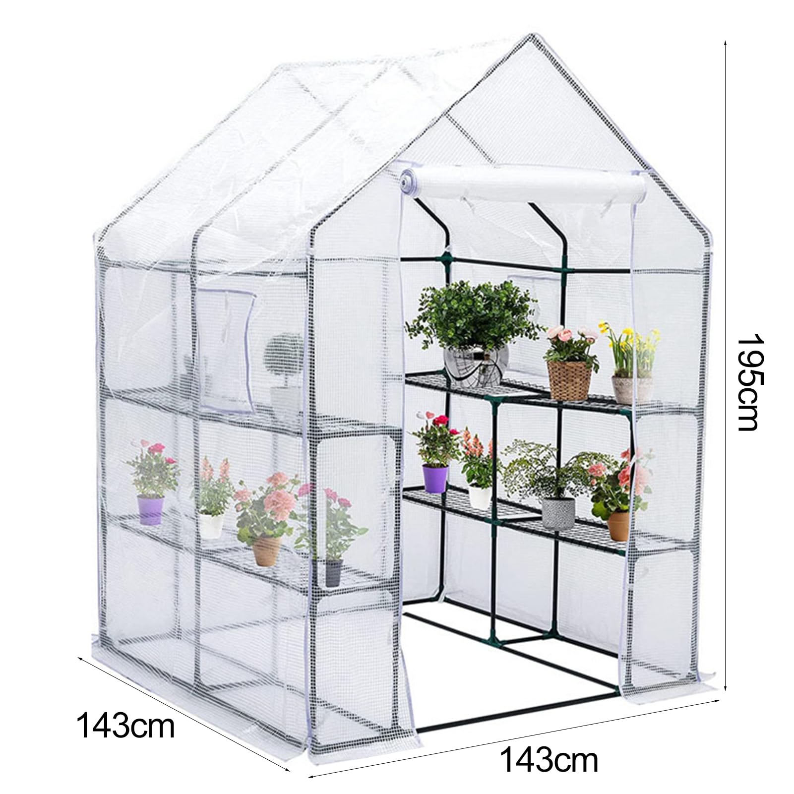 Mini serra portatile, copertura per serre piccole con porta arrotolabile con cerniera, copertura di ricambio per serra, copertura per serra da giardinaggio in PE, per piante da coltivazione,