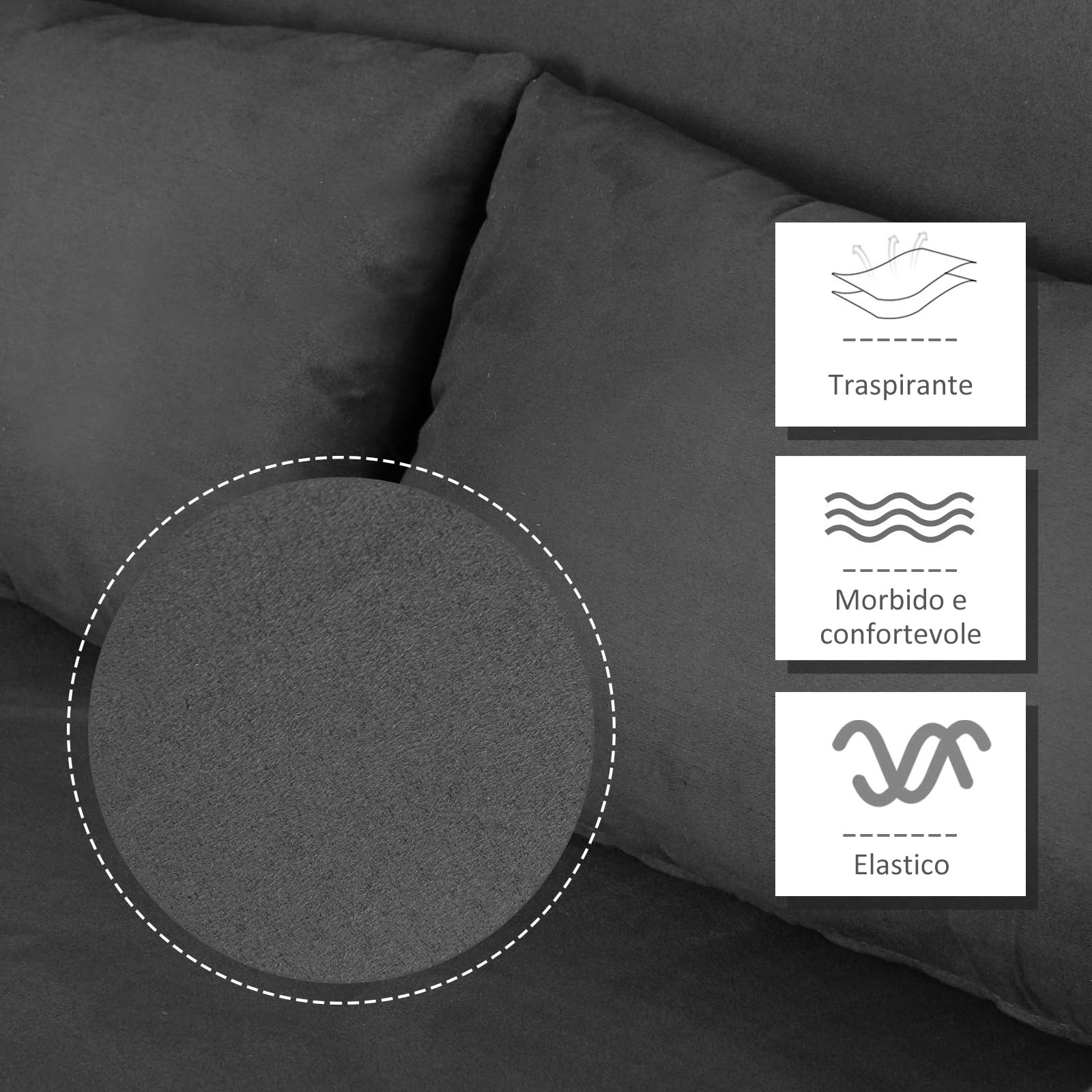 HOMCOM Divano Letto 2 Posti 3 in 1 in Pelle Scamosciata Sintetica con Schienale Regolabile in 5 Posizioni, Divano 2 Posti con 2 Cuscini, Seduta Imbottita, 111x80x78 cm, per Soggiorno, Grigio