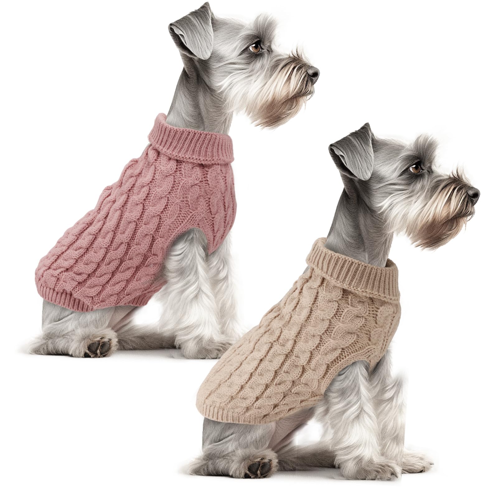 2 Pack Dog Jumpers Knitted Turtleneck, Warm Winter Dachshund Jumper Cute
