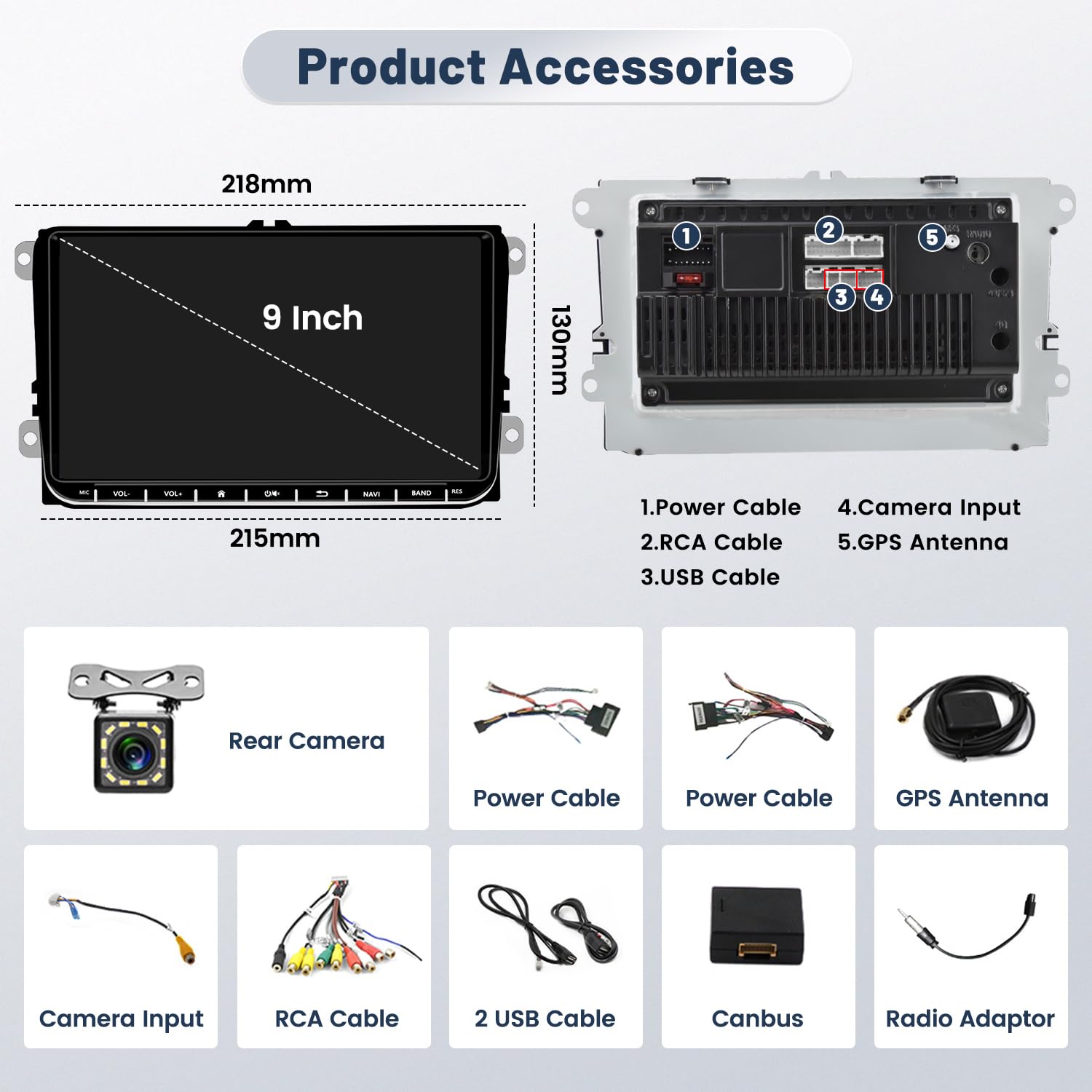 Hikity Android 13 Radio Coche para VW Passat Golf 5 6 Skoda con GPS WiFi, 9 Pulgadas Pantalla para Coche con Mirror Link EQ USB Autoradio Bluetooth con Cámara Trasera +CANBUS