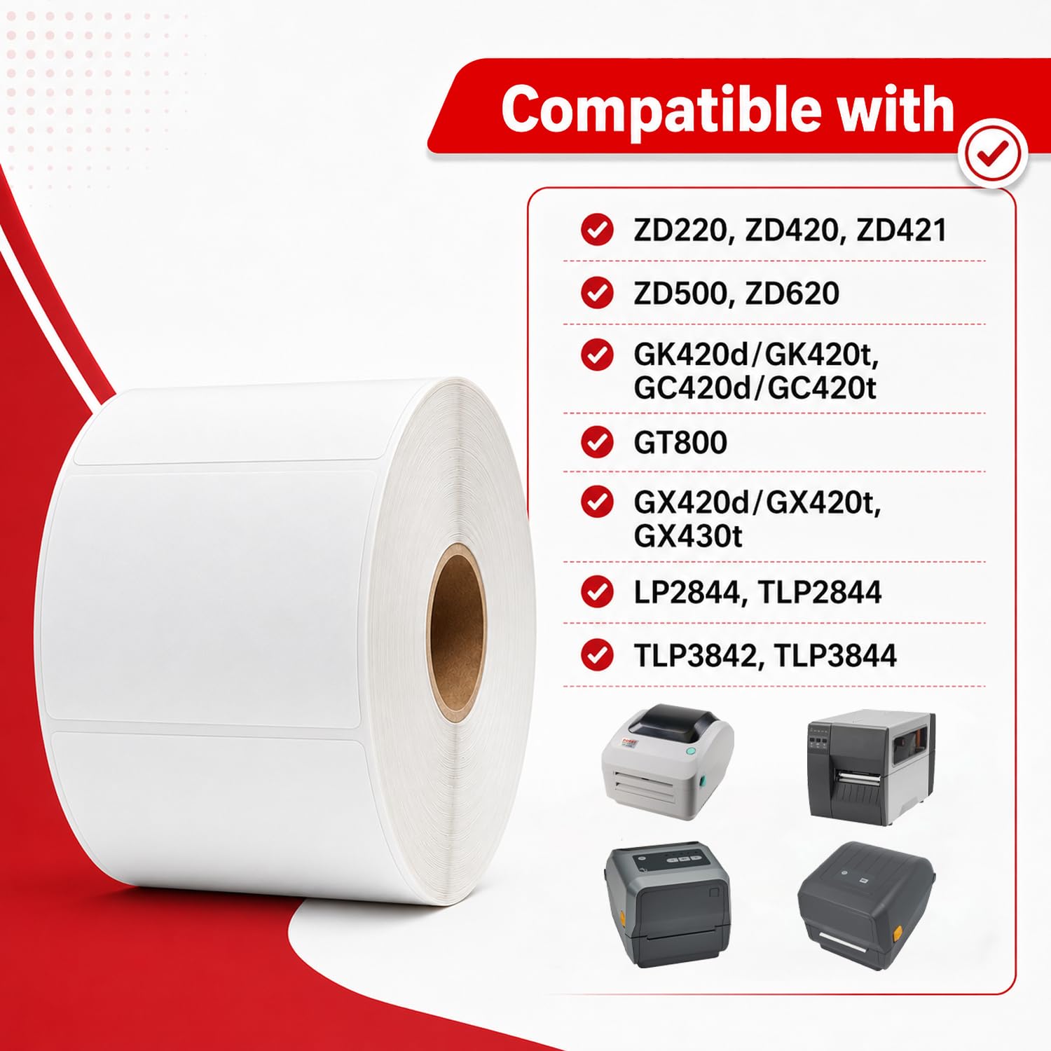 DOREE 10 rotoli etichette termiche 76×51mm, 1370 pz/rotolo, nucleo Ø25mm | Etichette termiche resistenti 76×51 mm nero su bianco, compatibili con Zebra ZD220, ZD421 e altri modelli