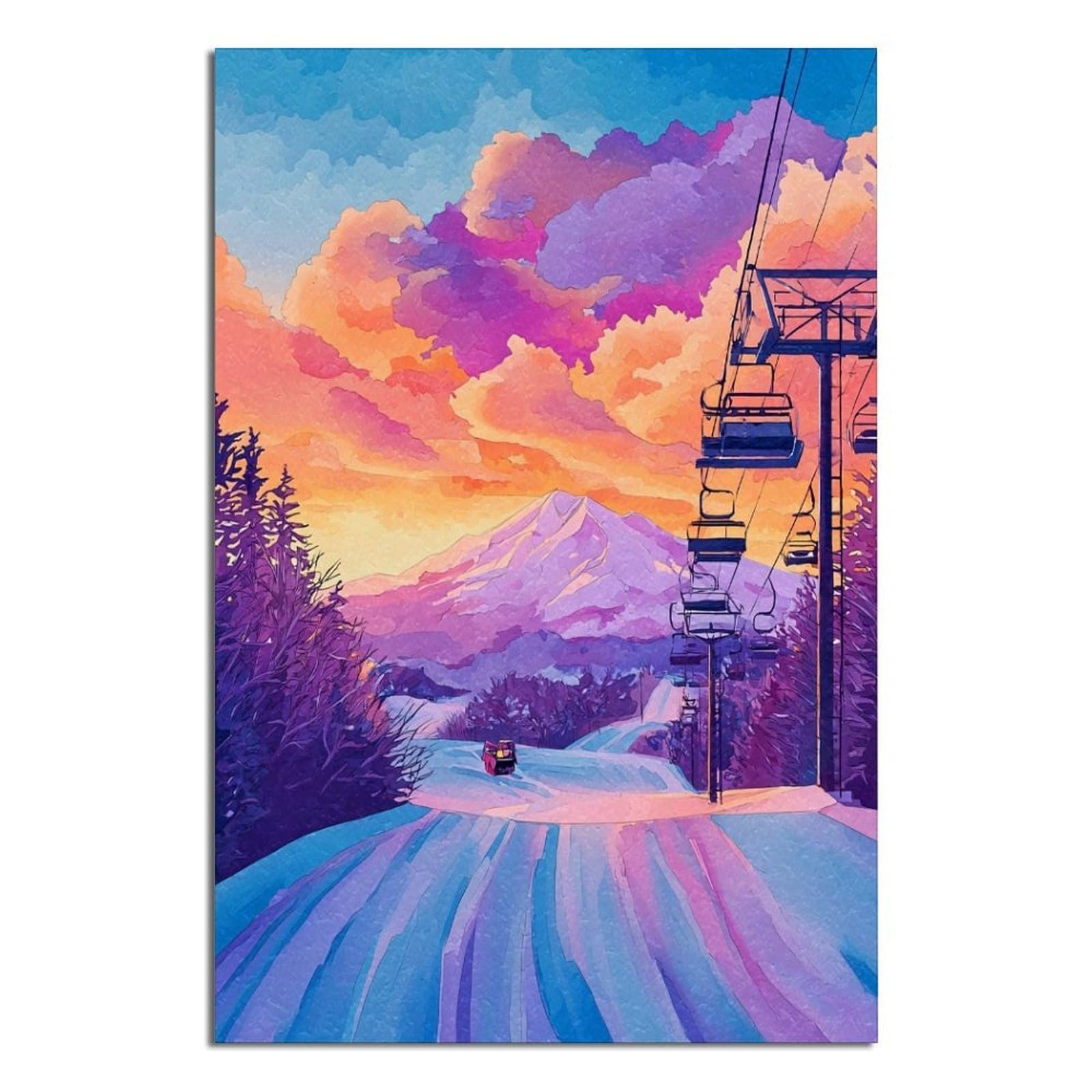 iPuzou Niseko Poster 20x30inch(50x75cm) Vintage Watercolor Canvas Art